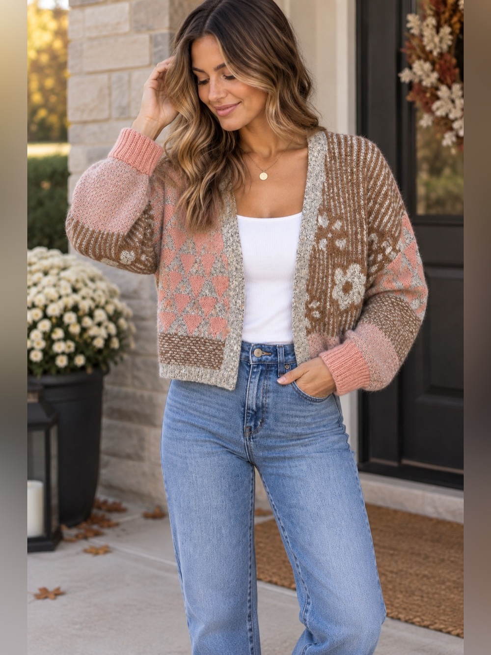 Sincerely Jules Women’s M Patchwork Open Front Cardigan Knit Artsy Boho